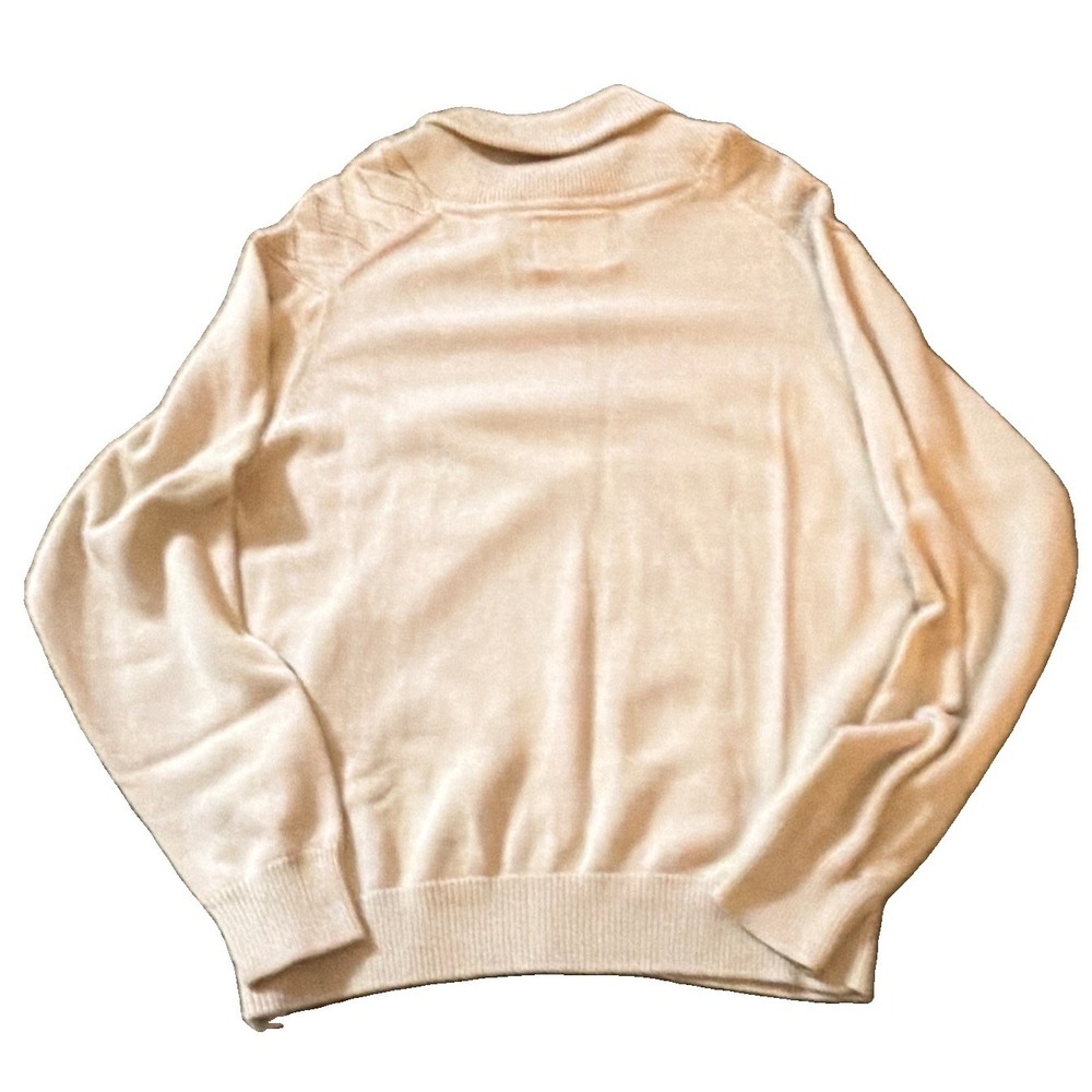 Weatherproof Men's Shawl Collar Cable-Knit Cotton Pullover Sweater Beige L - Picture 6 of 7